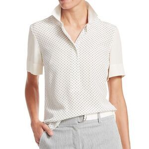 Akris Punto Mini Polka Dot Silk Polo Knit Shirt